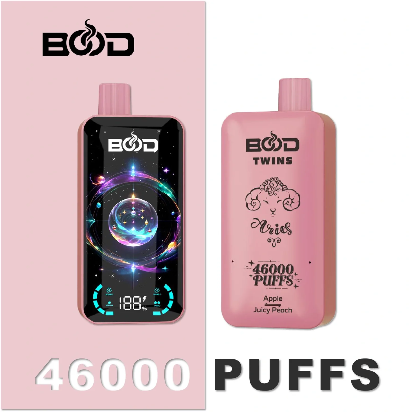 BOOD Twins 46k Puffs Wholesale 2% 5% Nicotine Double Flavor 2 in 1 Vape