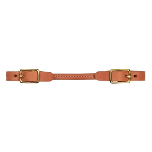 Harness Leather Rounded Curb Strap, Solid Brass Hardware