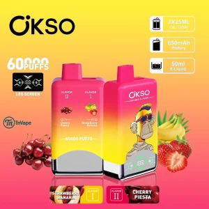 OKSO 60K—DOUBLE FLAVOR 60000 Puffs – Dual Tank, LED Screen, Cartoon Style Vape