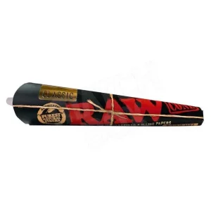 RAW- 6PK 1 1/4 SIZE BLACK CONES CLASSIC