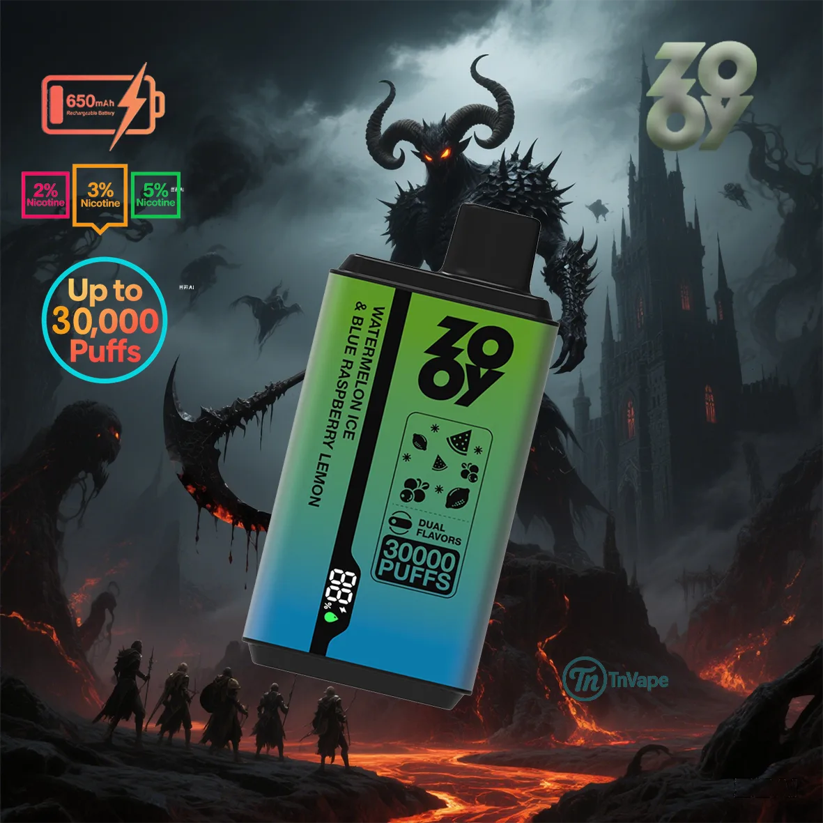 ZOOY TWINS 30000 Puffs Beast Mode Vape – 36ml Big Tank, Type-C, Mesh Coil, 10 Bold Flavors - Image 2